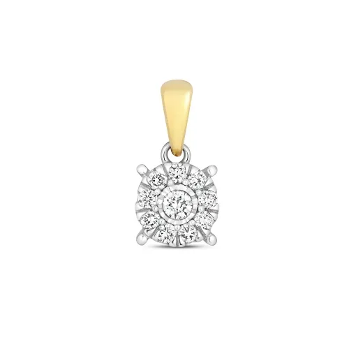 0.15ct Diamond Brilliant Illusion Pendant - 9ct Yellow Gold